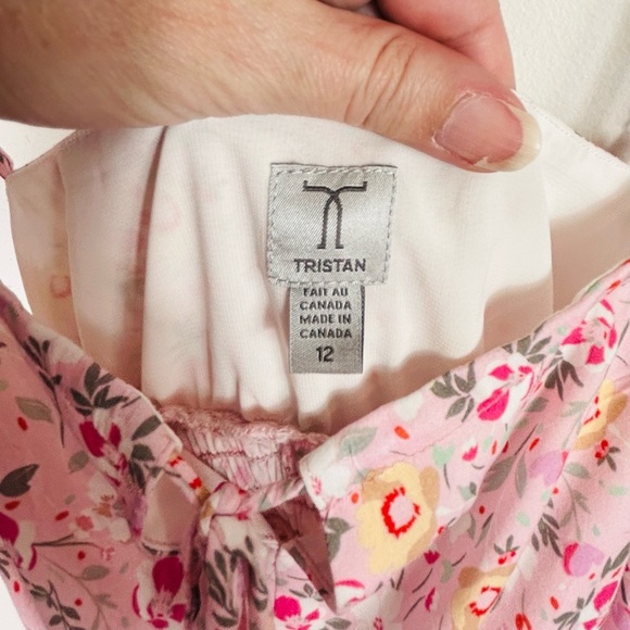 Tristan strappy floral mini dress, 12, smocked, ruffled skirt, pinks, Feminine - Picture 6 of 9